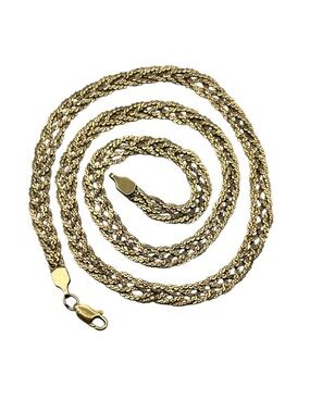 12k gold filled serpentine multi strand woven braided chain necklace vintage
